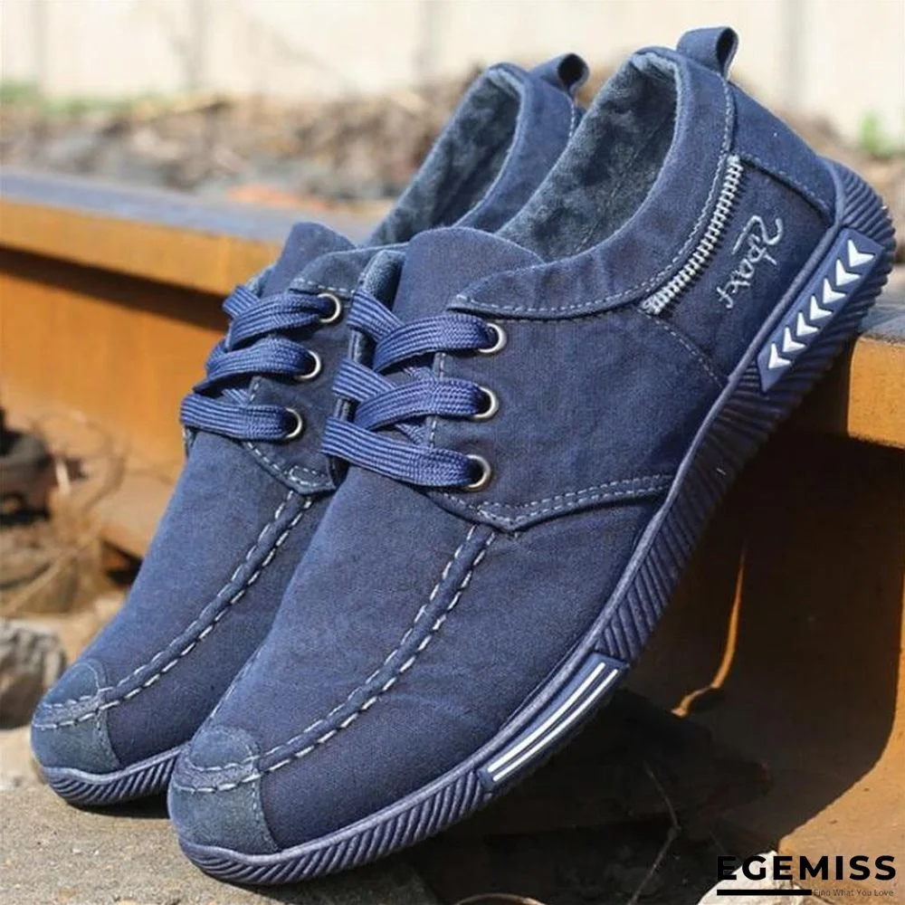 Men Denim Lace-Up Casual Breathable Footwear Sneakers Shoes | EGEMISS