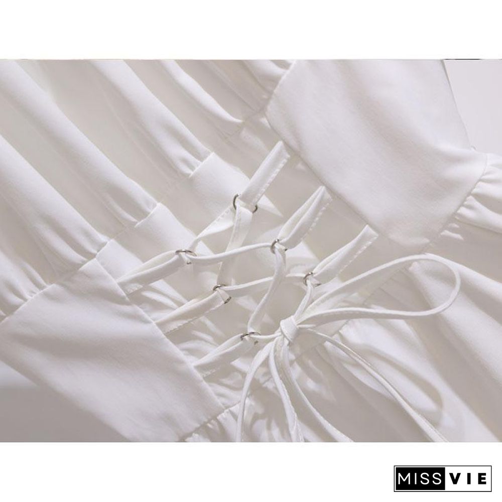 Classic Solid Color Irregular Dress P10852