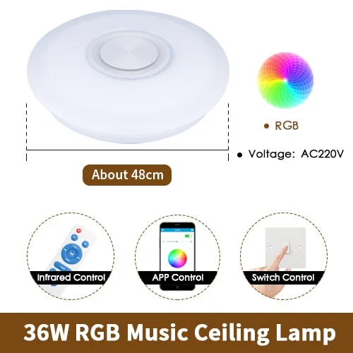 LED Music Ceiling Light RGB Bluetooth Speaker Lamp Home Party Bedroom 36W 40W  Remote Dimmable APP Smart Colorful Lighting