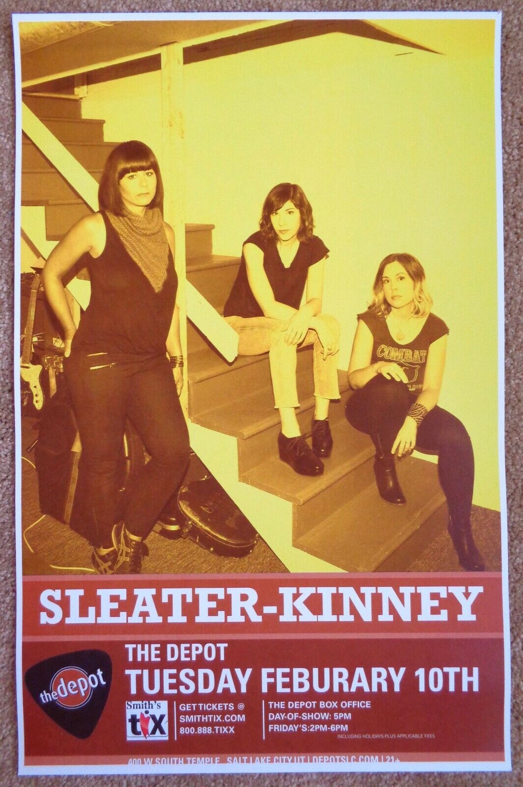 SLEATER-KINNEY 2015 Gig POSTER Salt Lake City Utah Concert