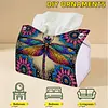 Dragonfly DIY PULeather Diamond Painting Tissue Box for Adults Beginners Decorative Diamond Art Paper Storage Holder for Living Room Bedroom Bathroom Table Decor