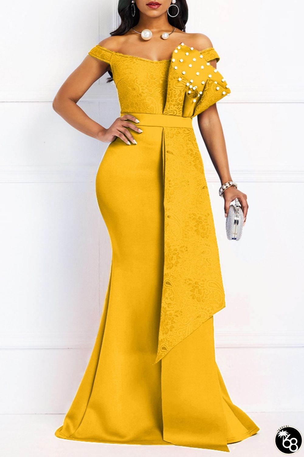 Sexy Formal Patchwork Backless Beading Off the Shoulder Long Dress Dresses | 168DEAL