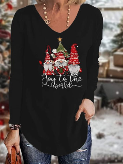 Women's Long Sleeve Scoop Neck Graphic Printed Tops