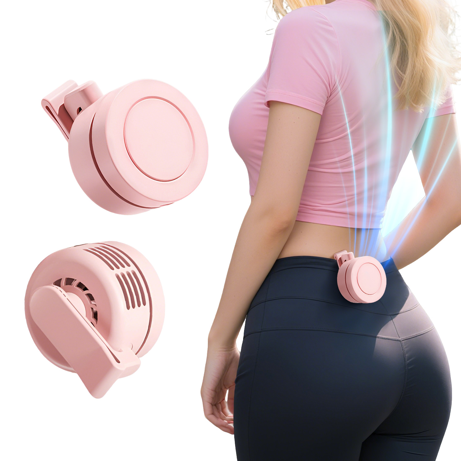 Portable Silent Mini Bladeless Electric Fan,360° Rotatable,USB Rechargeable Personal Body Fan with Adjustable 3-speed,Mini Waist Clip Fan for Outdoor Hiking Camping Travel