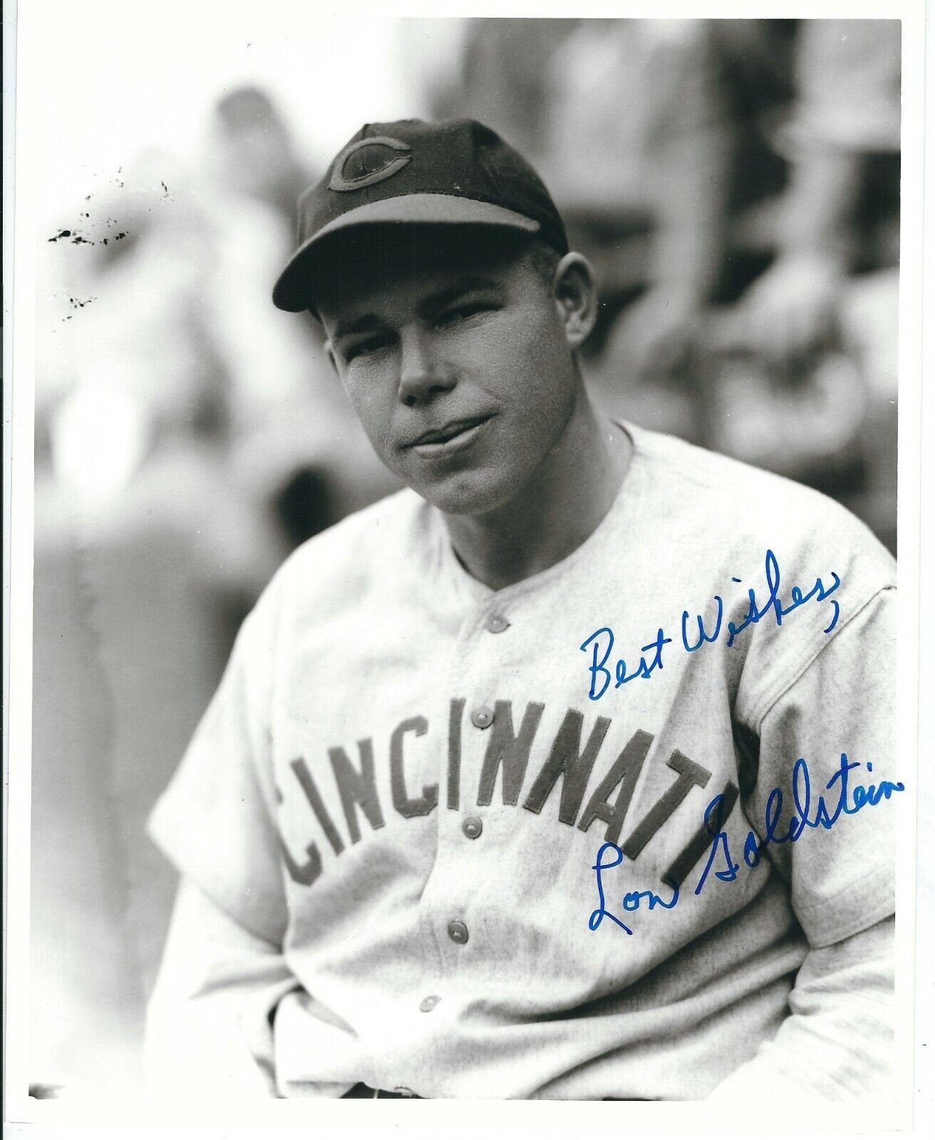 Signed 8x10 LON GOLDSTEIN Cincinnati Reds Autographed Photo Poster painting- COA