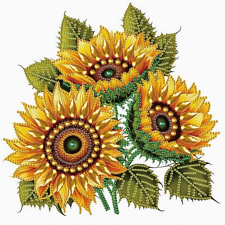 Sunflower Bouquet 30*30cm (Canvas) Special Shaped Drill Diamond Painting gbfke