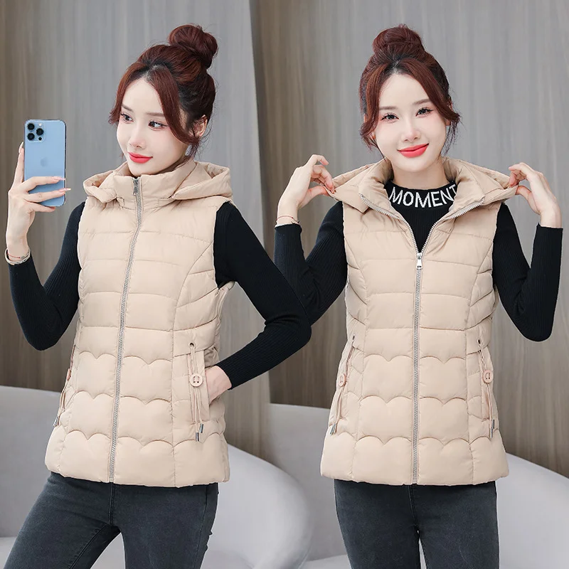 Toloer Ladies 2023 Autumn Winter Down Cotton Vest Short Korean Version Slim Slim Vest Vest Outside The Vest-Outfit Ideas