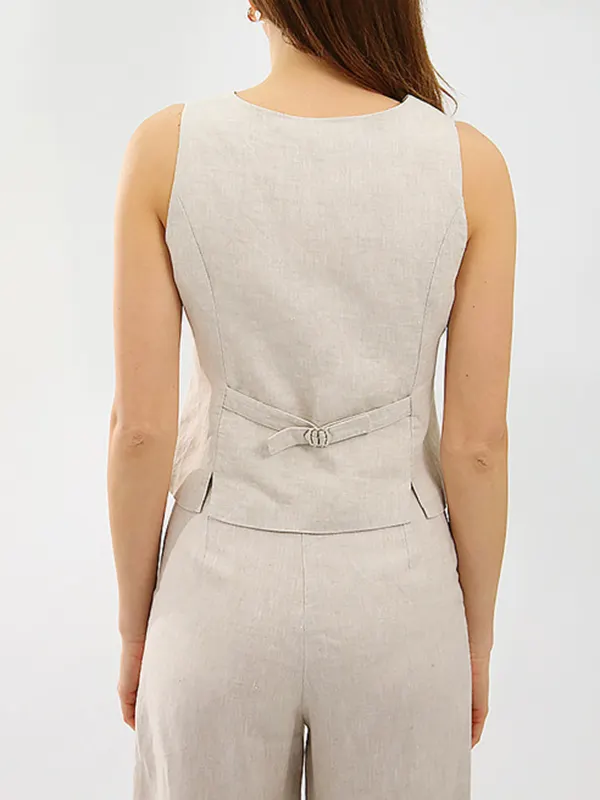 V-neck Long Sleeves Pleated Pant Suit With Bow Black
