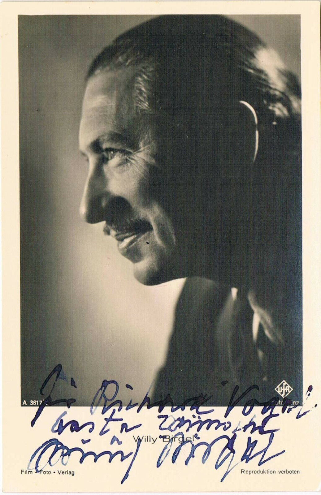 Willy Birgel 1891-1973 genuine autograph signed postcard Photo Poster painting 3.5x5.5