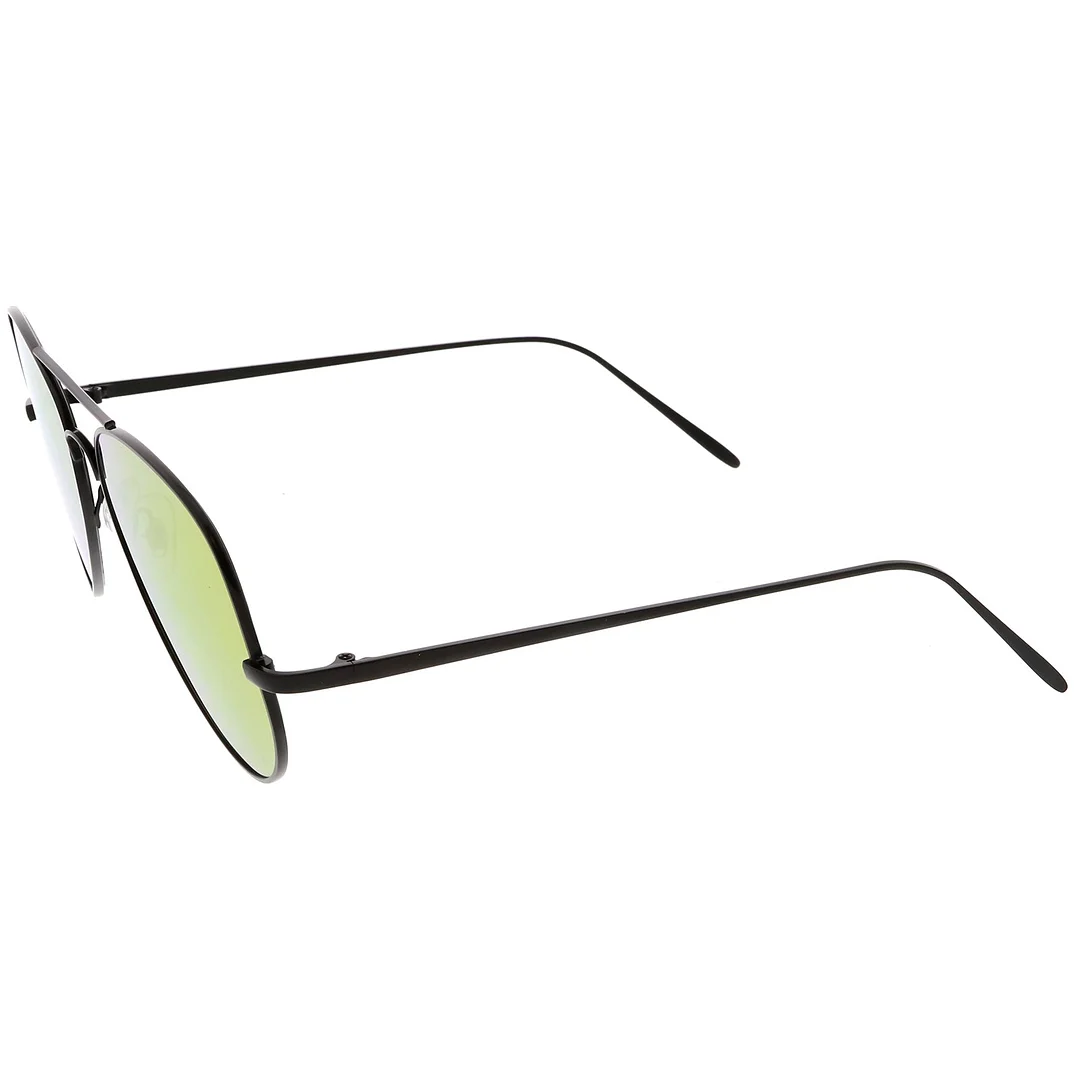 Classic Metal Aviator glasses Double Nose Bridge Color Mirror Flat Lens 59mm