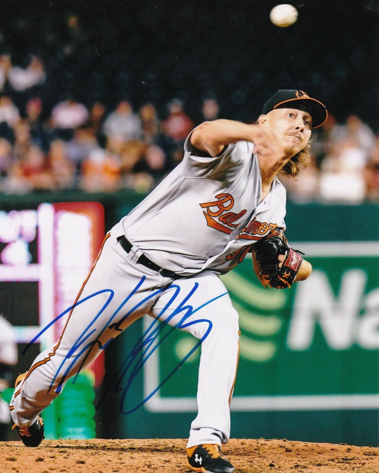 HUNTER HARVEY BALTIMORE ORIOLES ACTION SIGNED 8x10