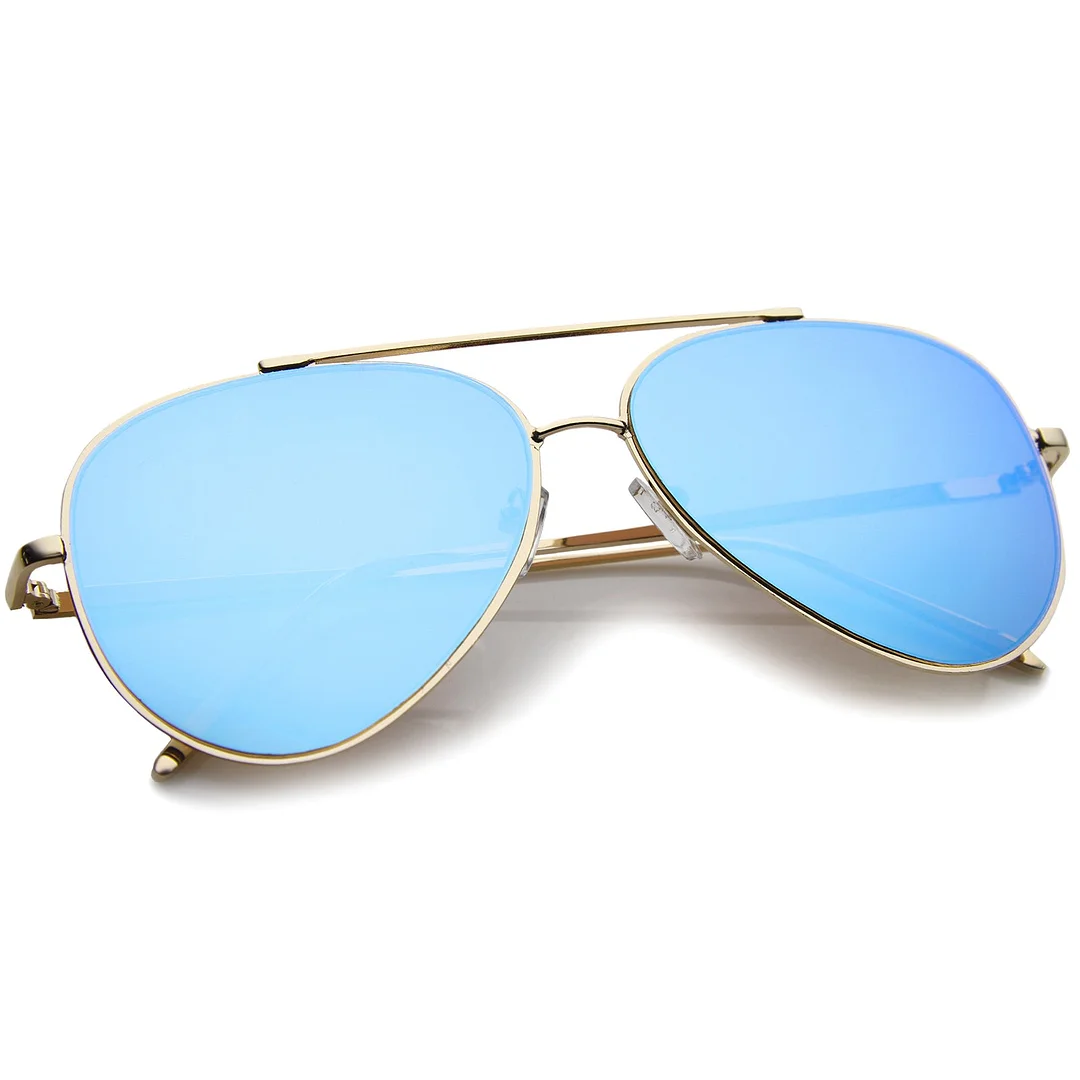 Fashion Teardrop Rimless Mirror Flat Lens Metal Frame Aviator glasses 58mm