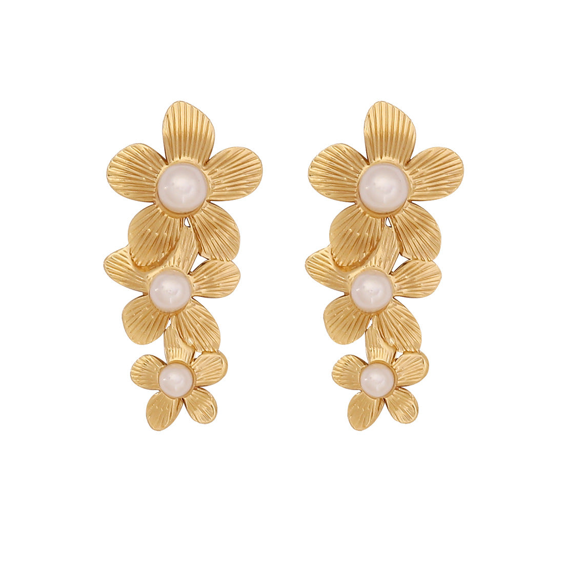Pearl Flower Heart Earrings Butterfly Stainless Steel Earrings Earrings E593