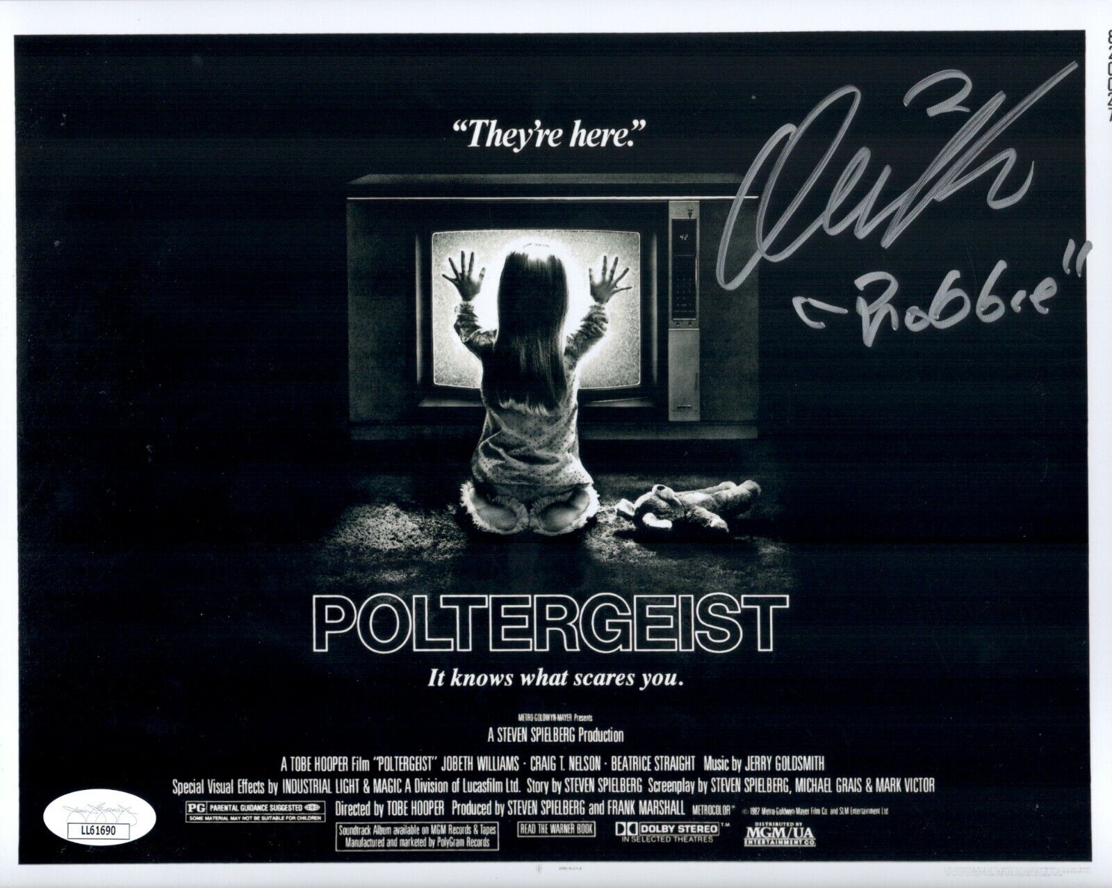 OLIVER ROBINS Signed ROBBIE 8x10 Photo Poster painting POLTERGEIST Horror Autograph JSA COA Cert