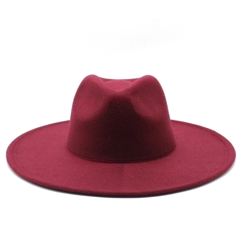 Unisex Elegant Solid Color Big Eaves Flat Eaves Fedora Hat
