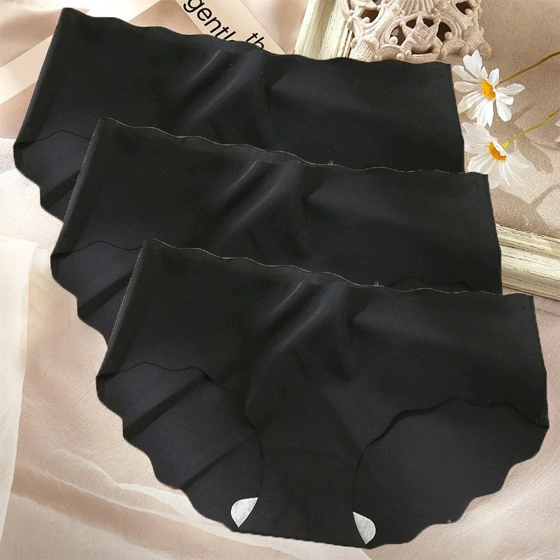 3PCS/Set Sexy Panties Women Seamless Underwear Female Briefs Underpants Invisible Intimates Lingerie One-Piece Low Waist Pantys