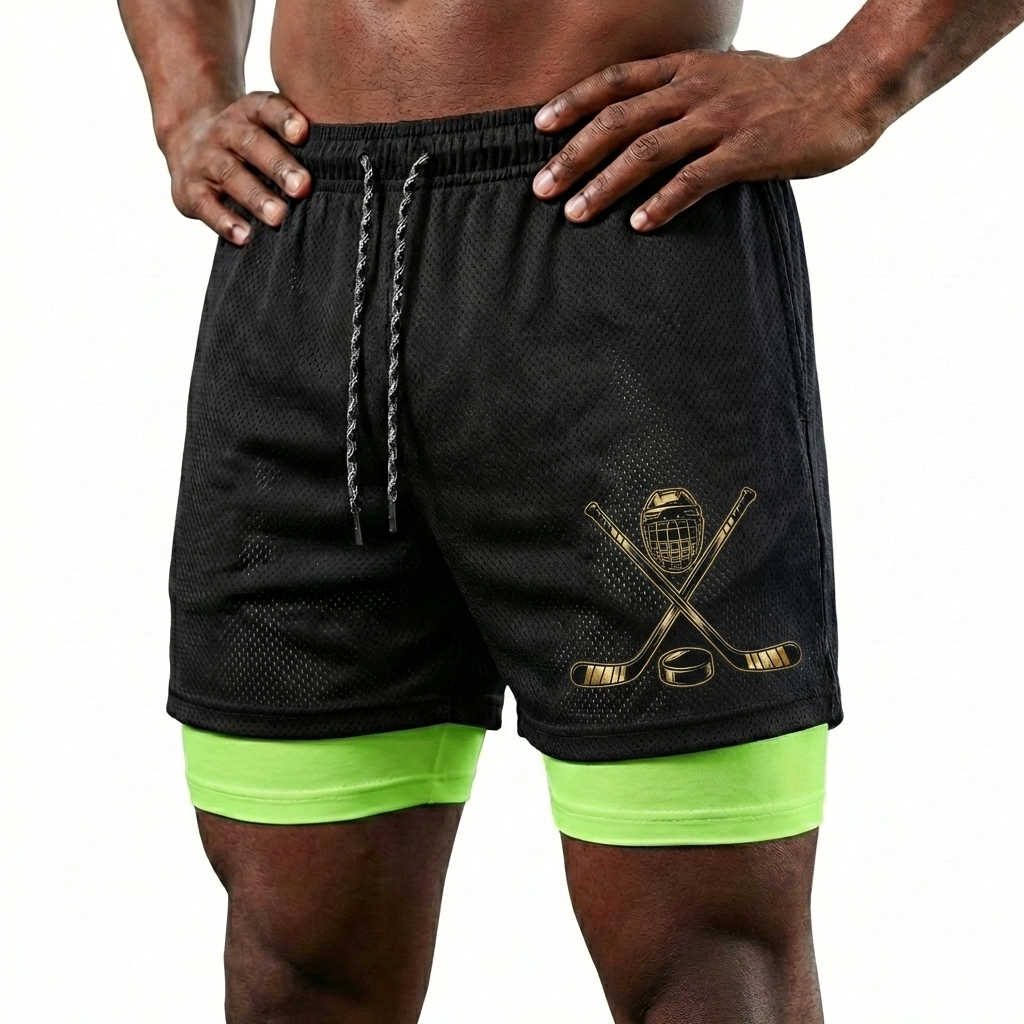 Hockey-themed printed shorts &ndash; Men&rsquo;s fun sports and leisure shorts Avantcool