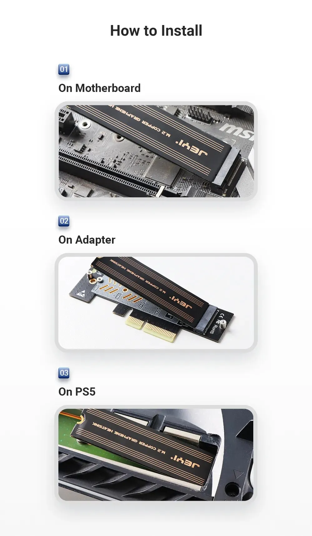 JEYI Graphene M.2 SSD Heat Sink, Dual-Layer Graphene and Copper