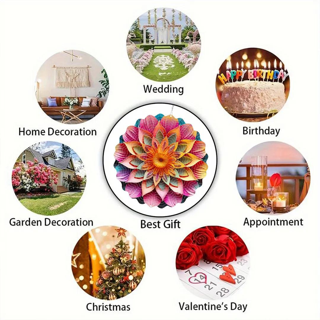 Mandalas Hanging Wind Spinner 360 Degree Rotating 3D Garden Wind Spinners 10-Inch Hanging Wind Catcher Art Gift for Home Garden Halloween Christmas (10)