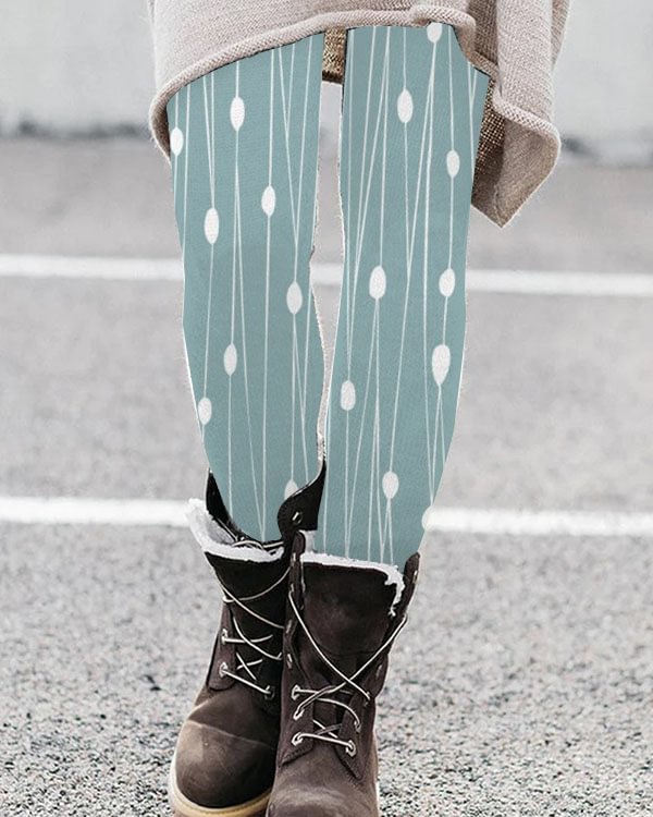 Geometric Line Sage Printed Leggings