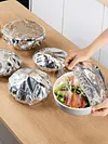 Reusable Aluminum Foil Food Covers Elastic Bowl Covers Fits Various Dish Shapes Food Warmers for Home Dining Parties Outdoor Picnics