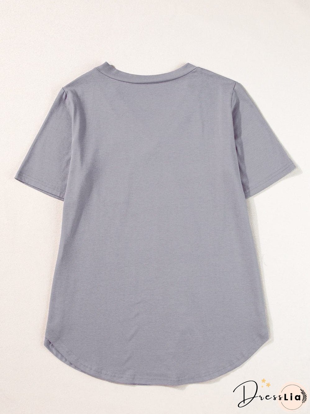 Medium Grey V Neck Pocketed Rounded Hem T-Shirt