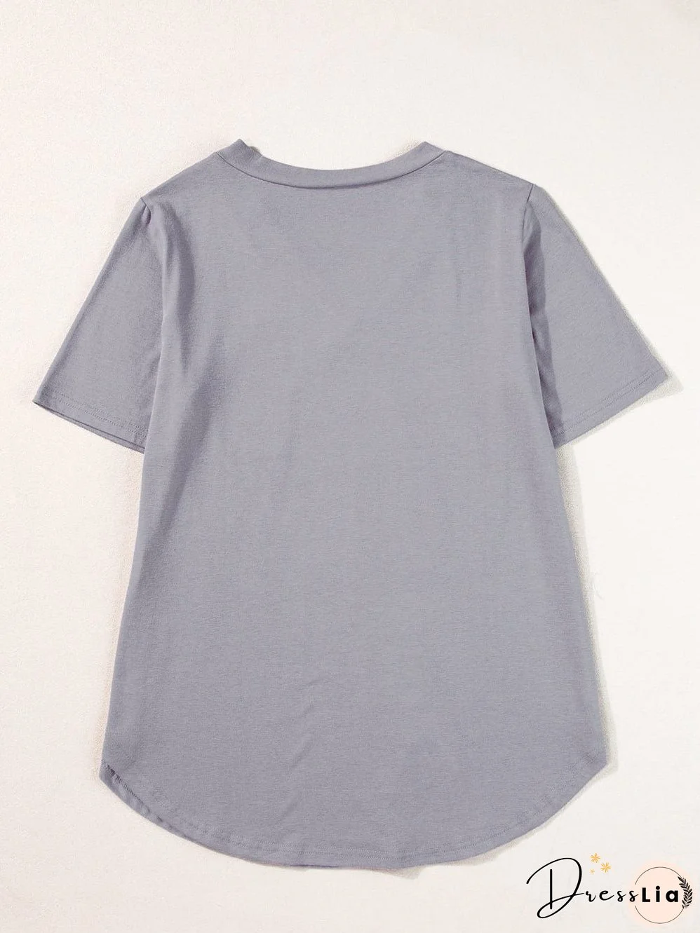 Medium Grey V Neck Pocketed Rounded Hem T-Shirt