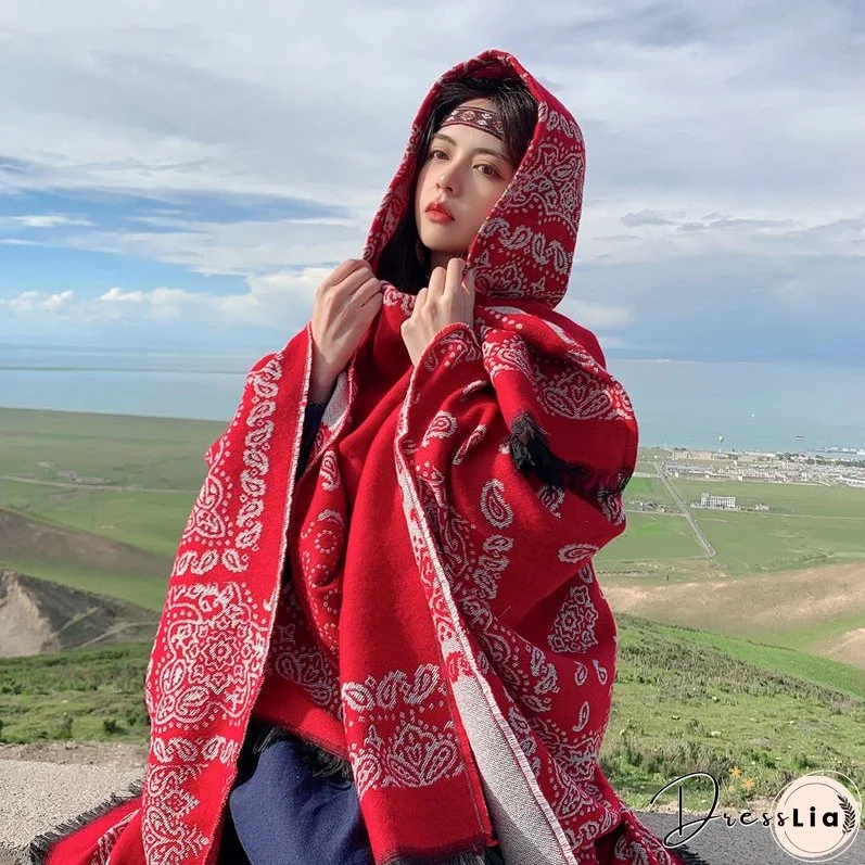 The New Dual-purpose Tibetan and National Style Scarf In Autumn and Winter.