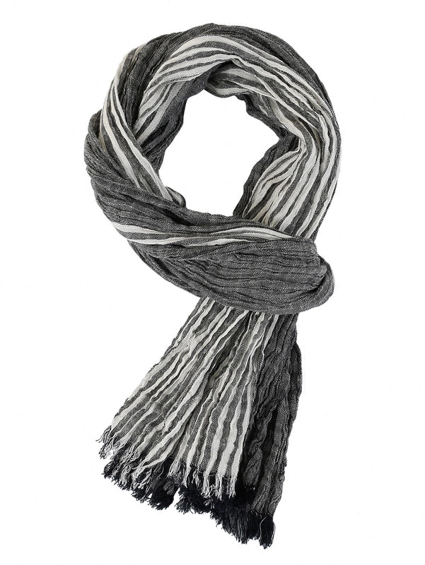 Men’s Scarf Spring And Summer Pinstripe Scarf Navy Color Matching Yarn-dyed Thin Casual Men’s Scarf Blue