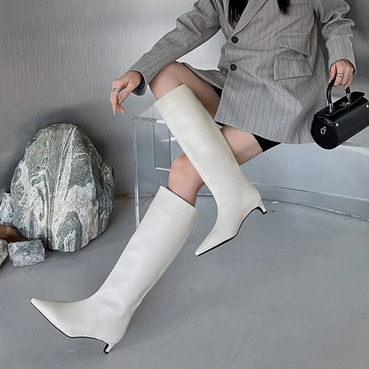 Yyvonne And Winter New Wearing Pointed Wide Boots But Knee-High Cat And Knight Boots Fashion Boots