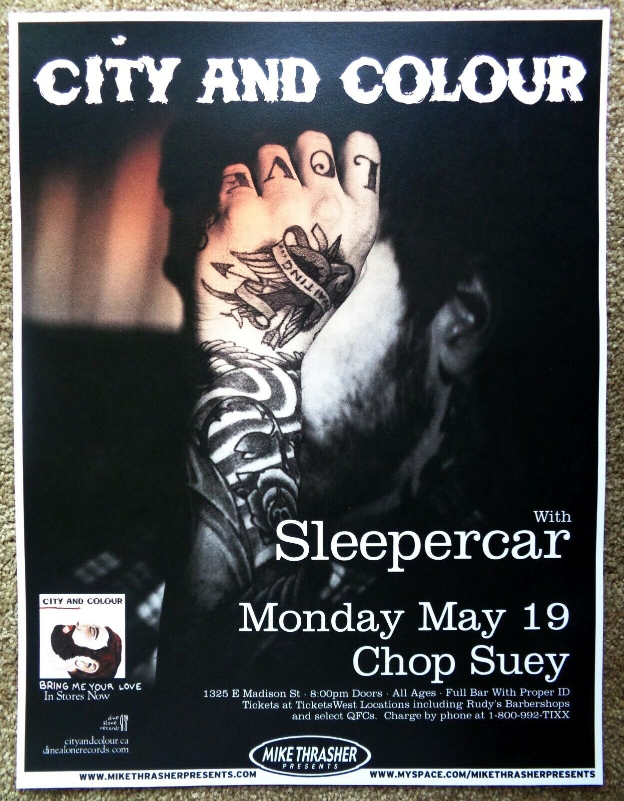 CITY AND COLOUR 2008 Gig POSTER Seattle Washington Concert