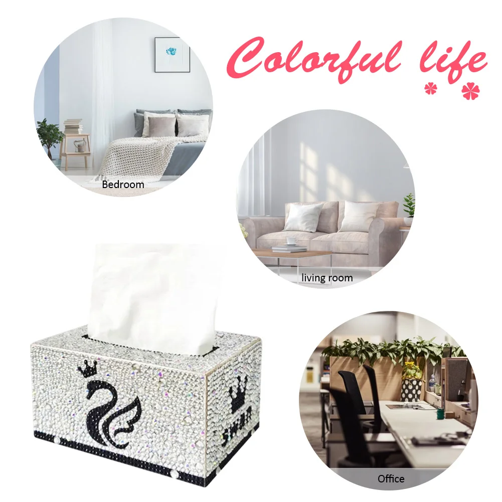 DIY Diamond Painting Tissue Box - Swan