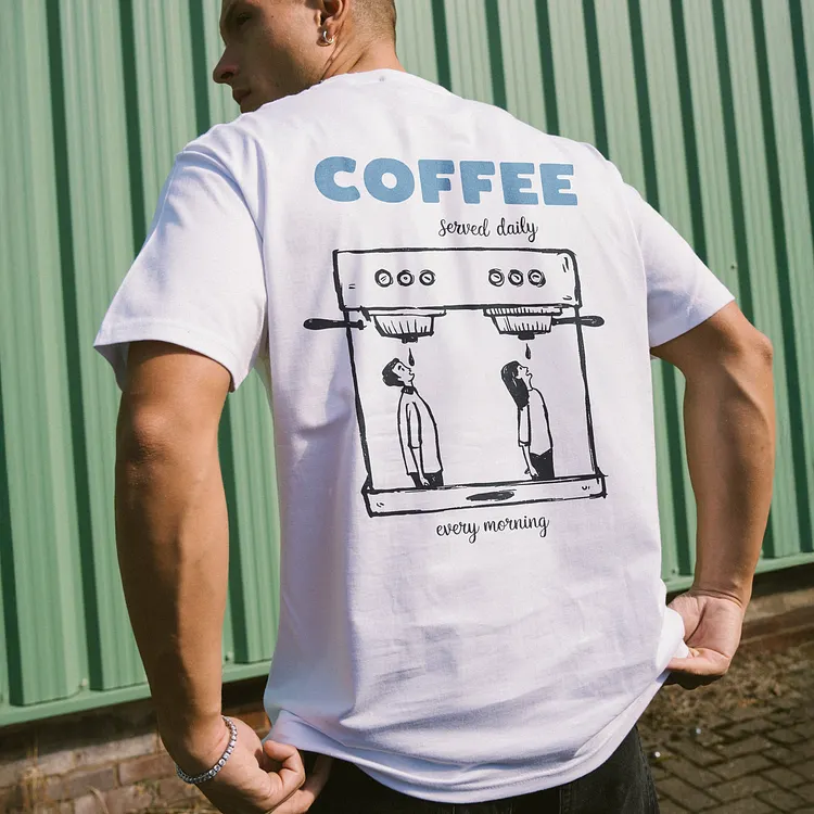 Coffee Served Daily Every Morning Printed Men's T-shirt