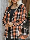 Versatile Long Sleeve Plaid Print Drawstring Hooded Outwear - Color Block Hoodie Jacket for Spring & Fall, Women's Clothing