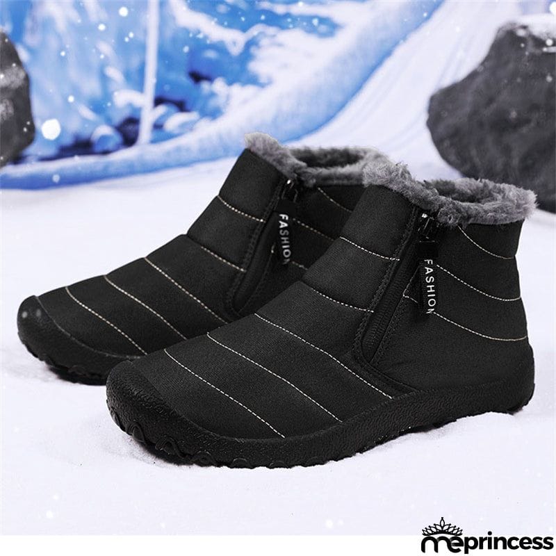 Double Zip Plush Lined Outdoor Ankle Snow Boots for Men