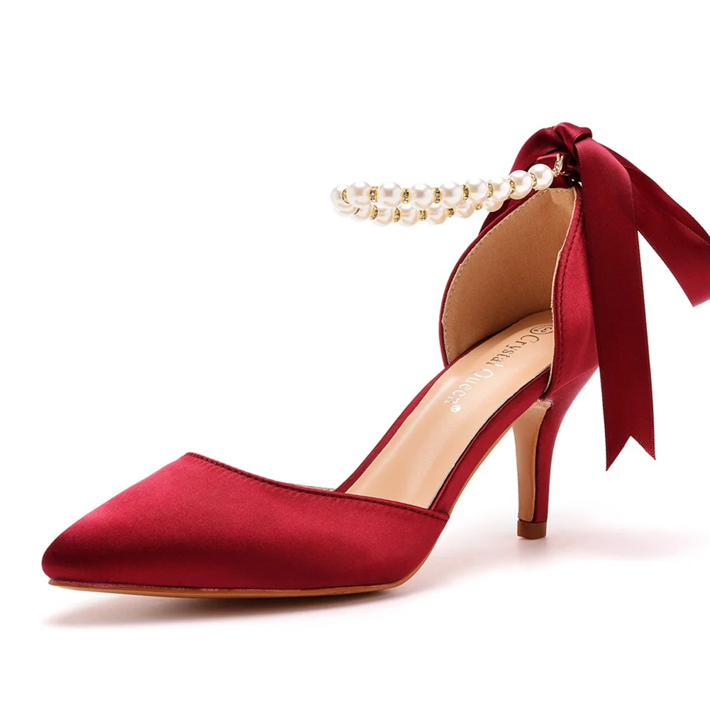 Breakj Breakj Cm Medium Heel Sandals Fine Heel Water Drill Beaded Sandals Simulation Silk Wedding Banquet Dress Shoe Tips Sandals Woman