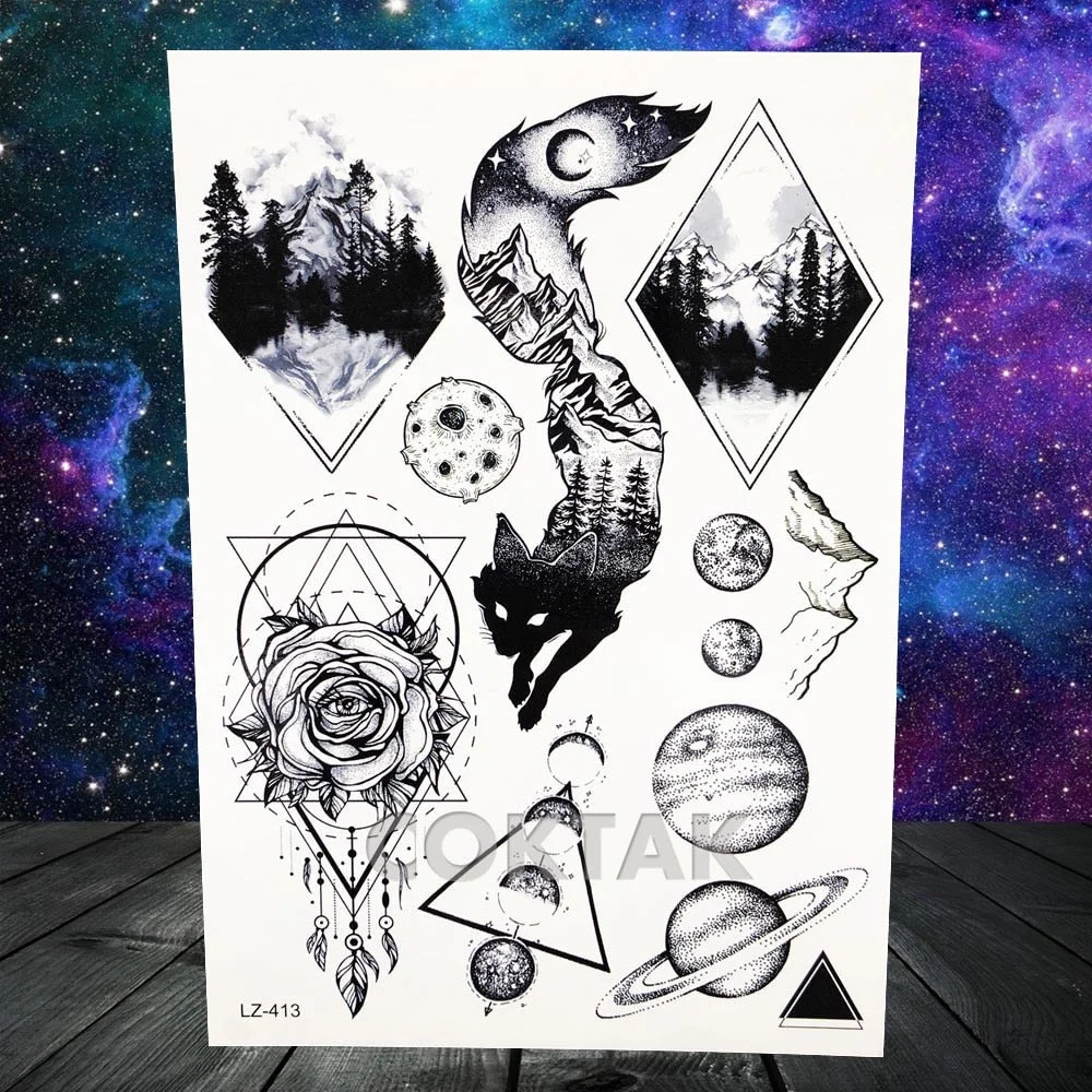 COKTAK Lavender Morning Glory Temporary Tattoos Sweet Peas Flower Body Art Arm Wrist Tatoos Waterproof DIY Fake Tattoo Stickers