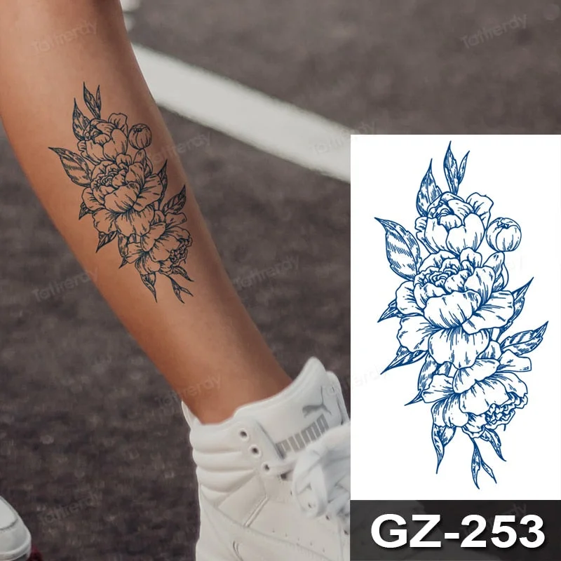 Waterproof Temporary Juice ink Sticker Triangle Star Words Feather Natural Fruit Gel Long lasting Tattoo Art for Men Women Arm