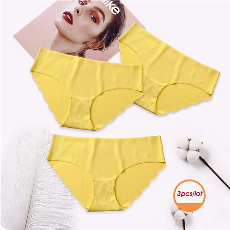 3PCS/Set Seamless Panties Set Underwear Women Female Intimates Fashion Girls Low-Rise Briefs 8Colors Lingerie 2019 Drop Shipping