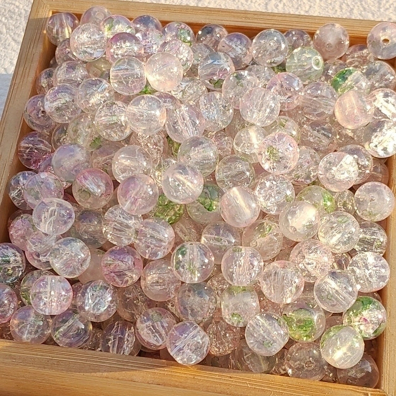 50 Pieces High Quality 8/10mm Protein Jade Broken Water Dyed Glass Bead DIY Handmade Glass Paint Beads Round Beads String Beads Materials