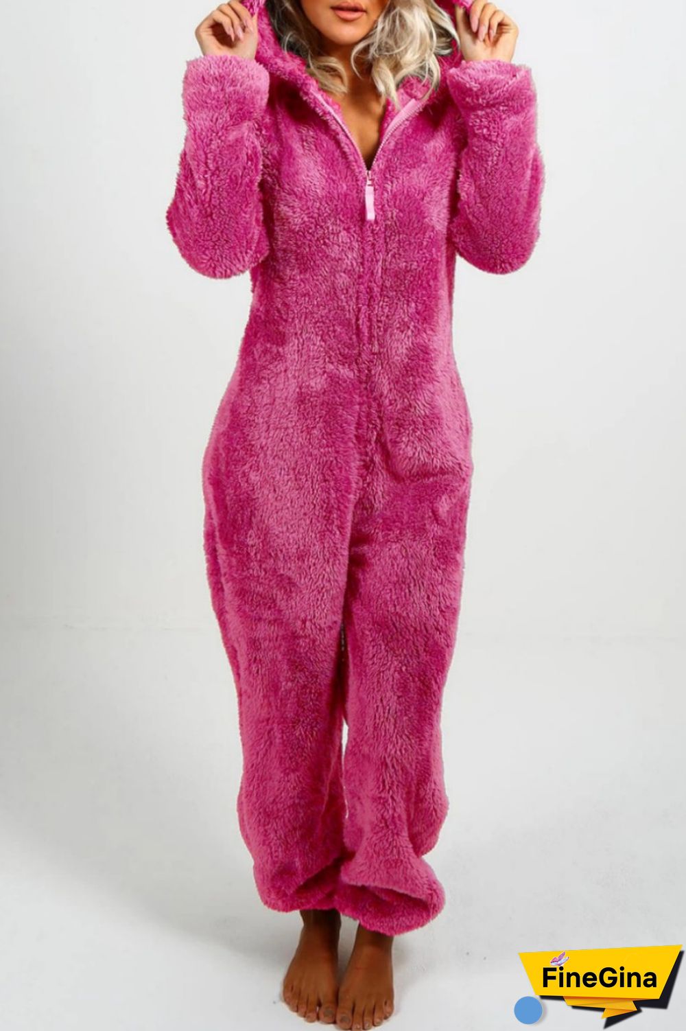 Yellow Casual Living Solid Patchwork Hooded Collar Regular Jumpsuits