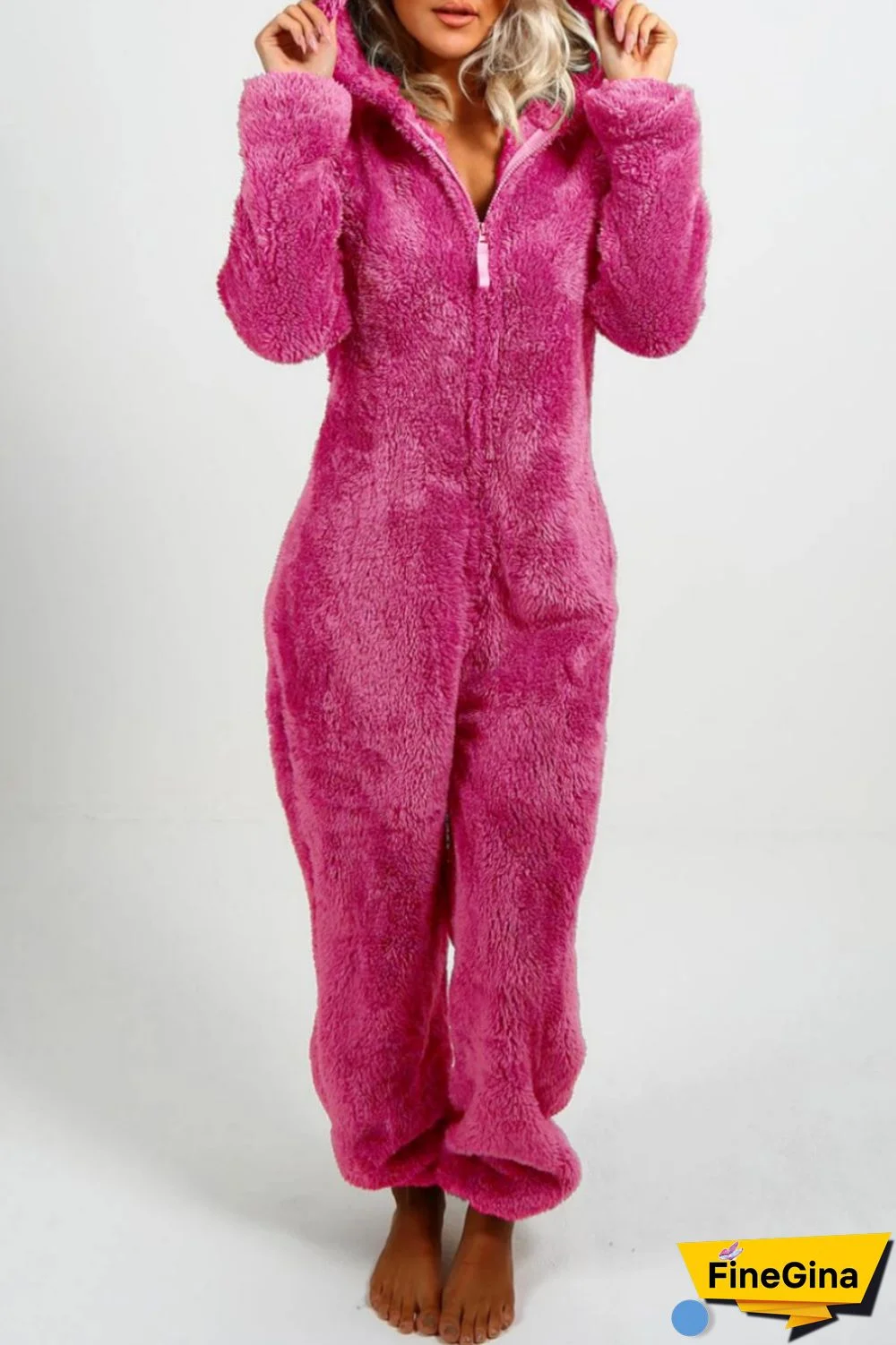 Yellow Casual Living Solid Patchwork Hooded Collar Regular Jumpsuits