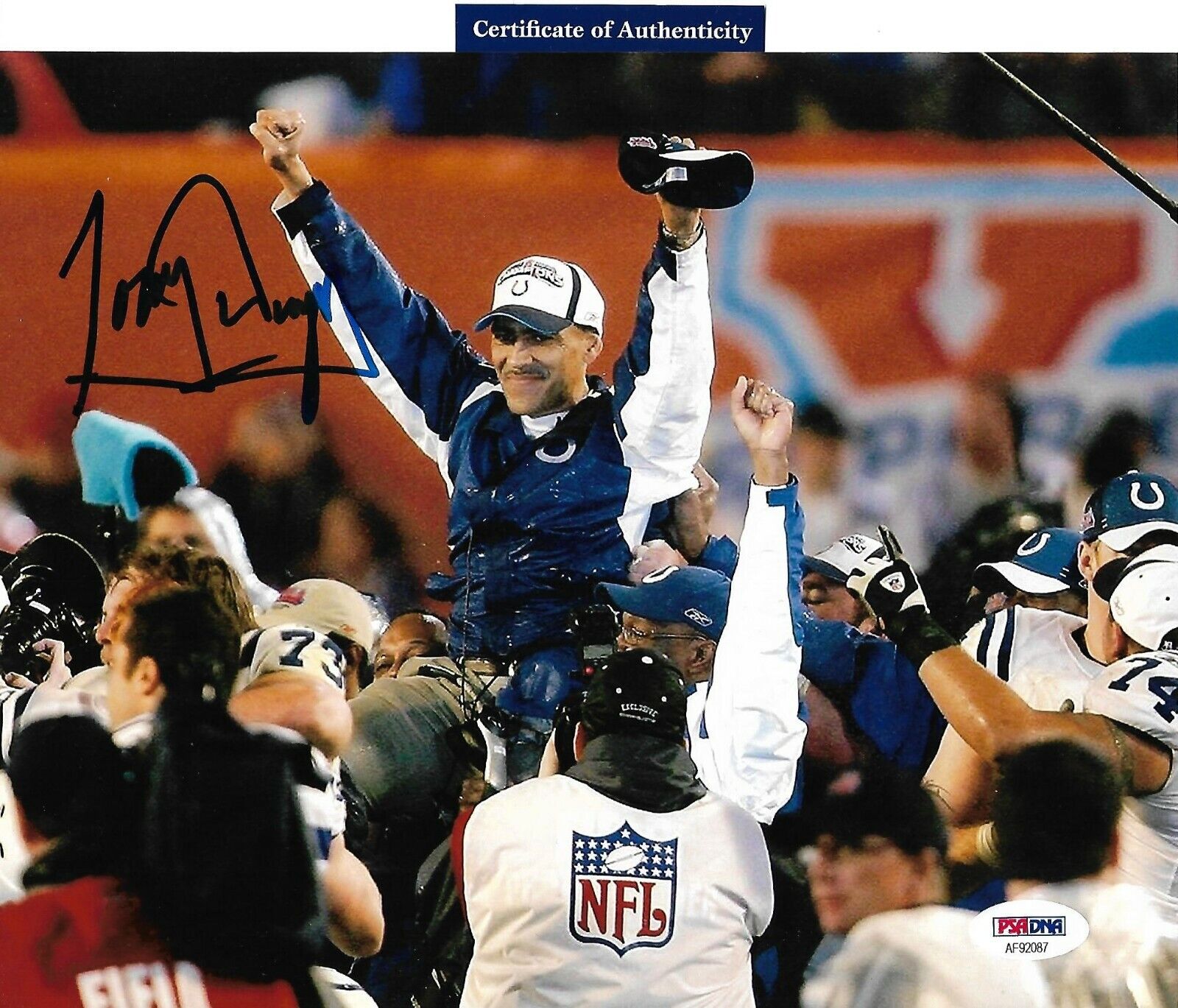 TONY DUNGY signed autographed INDIANAPOLIS COLTS 8X10 Photo Poster painting HOF COA PSA AF92087