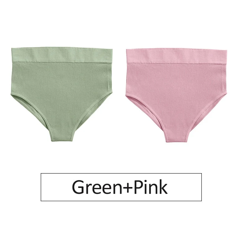 2PCS/Set Women's Panties High Waist Seamless Underwear Female Underpants Woman Sexy Briefs Ladies Panties Intimates Lingerie