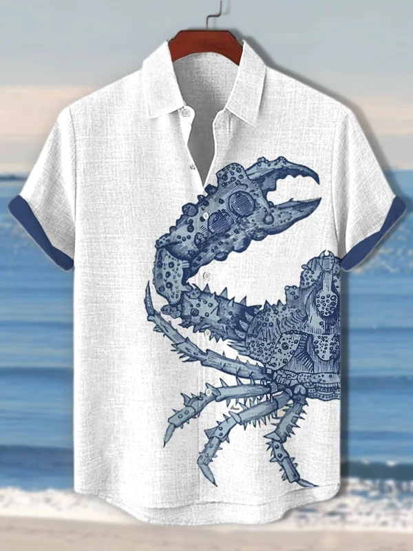Men's Crab Graphic Print Vacation Shirt