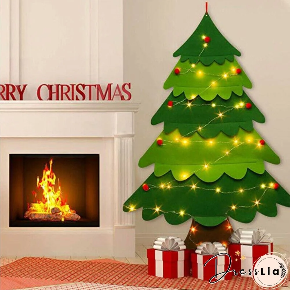 Kids Diy Felt Christmas Tree Ornaments Xmas Gift Door Wall Hanging Led Light