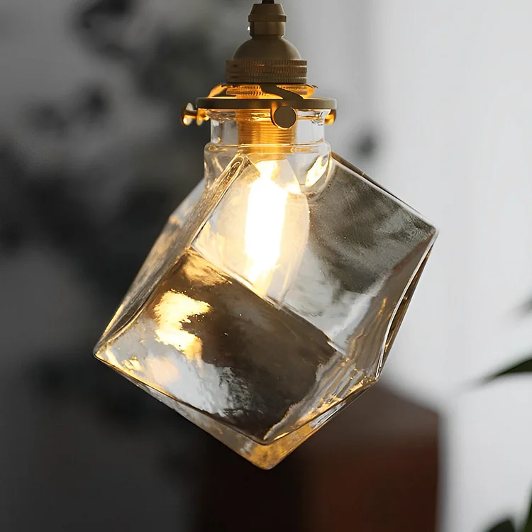 Square Transparent Glass Modern Pendant Lights Kitchen Island Lighting - Appledas