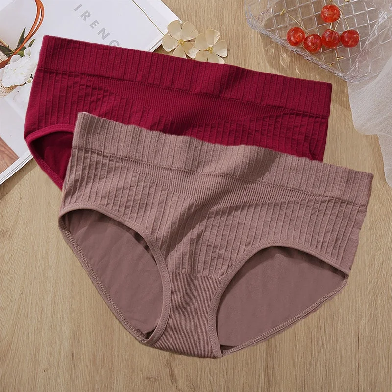 2PCS Panties Set Bodyshaper Panties Women's Underwear Sexy Briefs Female Underpants Seamless Pantys Intimates Lingerie 8 Colors
