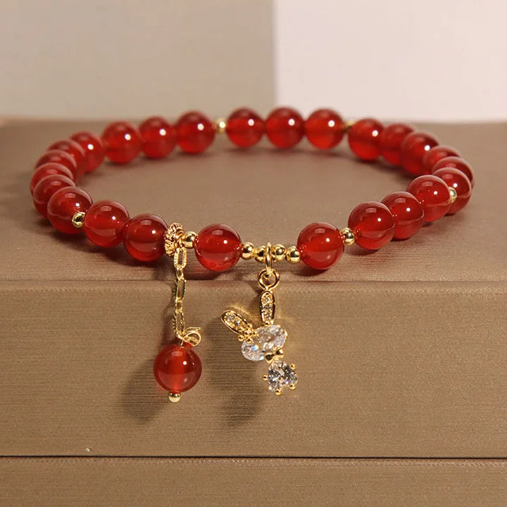 Red Agate Rabbit Star Fu Character Self-acceptance Charm Bracelet