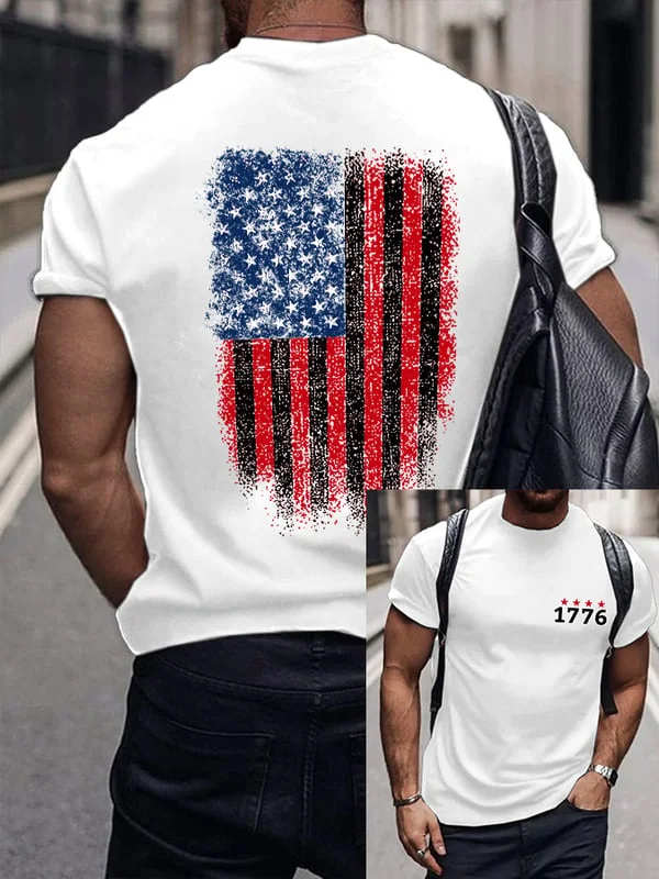 Men'S America 1776 Print Round Neck Short Sleeve T-Shirt